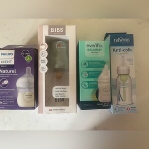 Infant Bottle Sampler Set -Philips Avent, Evenflo, Bibs & Dr. Brown’s - unopened